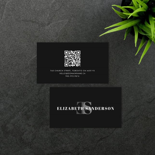 Boutique Retro-Monogramm QR-Code Visitenkarte (Von Creator hochgeladen)