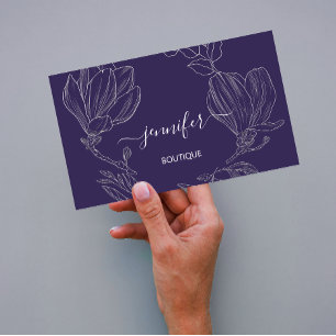 Boutique Shop Grau Silber Blume QR-Logo Visitenkarte
