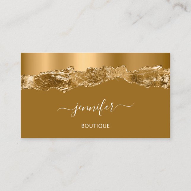 Boutique Shop QR Code Tropfen Golden Abstrakt Visitenkarte (Vorderseite)