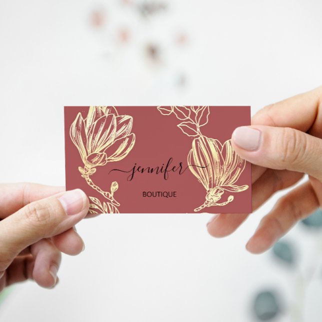 Boutique Shop Rose Gold Blume QR Code Visitenkarte (Von Creator hochgeladen)