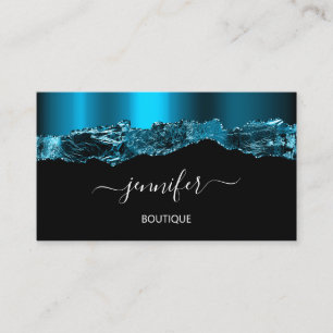 Boutique Shop Yellow Aquamarin Blue Black Logo QR  Visitenkarte