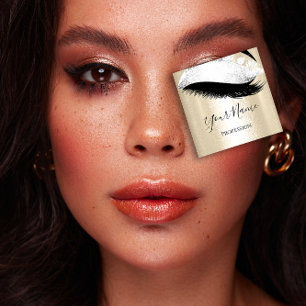 Boutique Silber. Gray Lashes Erweiterung Gold Quadratische Visitenkarte