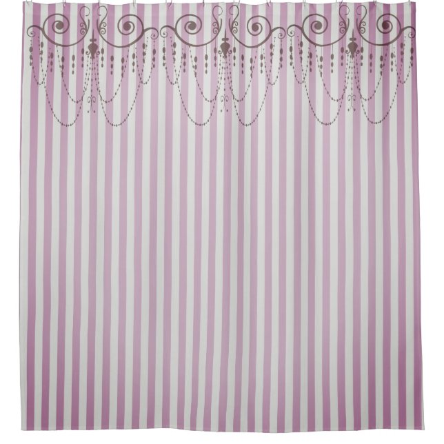 Boutique Streifen Lavendel / Kronleuchter - Duschvorhang (Vorderseite)