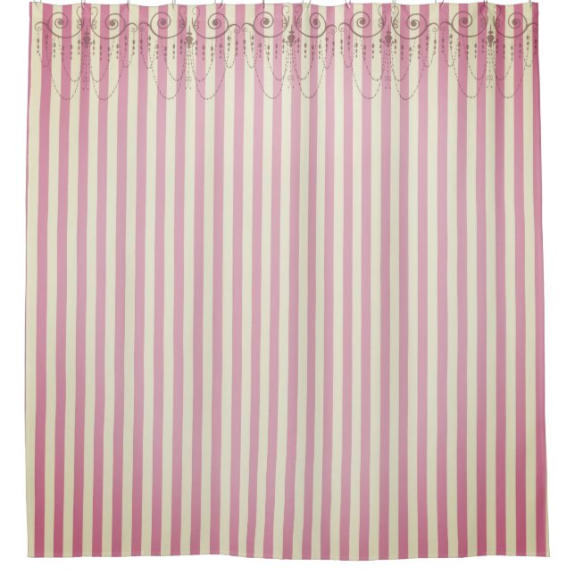 Boutique Streifen rosa / Kronleuchter - Duschvorhang (Vorderseite)
