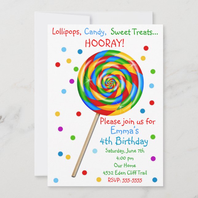 Boutique sucrée Lollipop Invitations d'anniversair (Devant)