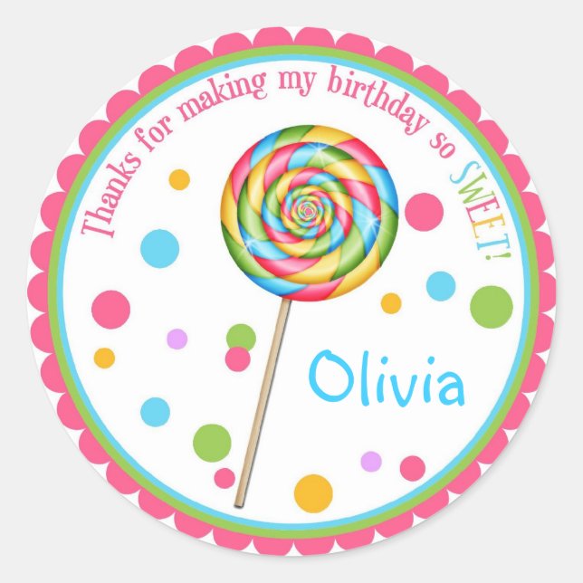 Boutique sucrée Lollipop Stickers d'anniversaire (Devant)