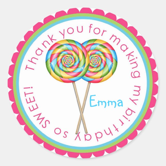 Boutique sucrée Lollipop Stickers d'anniversaire (Devant)