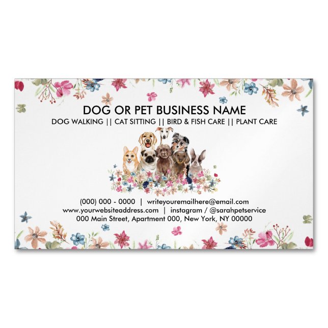 Boutique von Hunden oder Haustieren Magnetische Visitenkarte (Vorderseite)