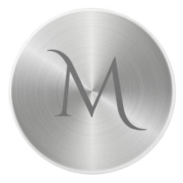 Bouton argenté de traction de tiroir de monogramme
