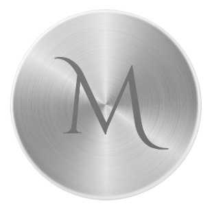 Bouton argenté de traction de tiroir de monogramme