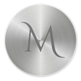 Bouton argenté de traction de tiroir de monogramme