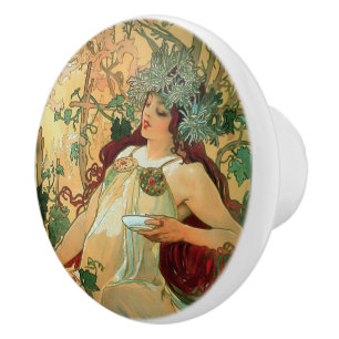Bouton Art Nouveau en céramique