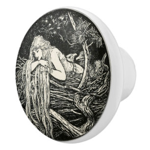 Bouton Art Nouveau en céramique