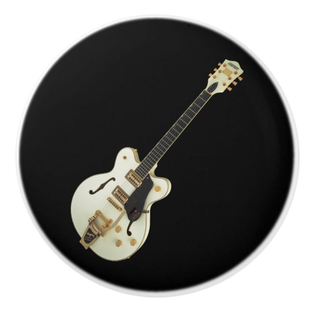 Bouton blanc d'arrière - plan de noir de guitare (Devant)