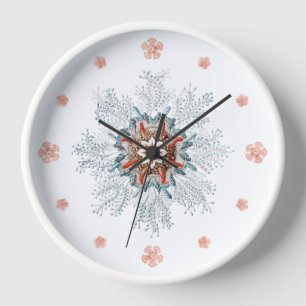 Bouton bleu et bébé étoile de mer vintage Horloge