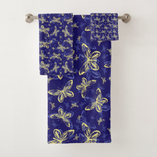 Bouton bleu et jaune mou Motif illustré