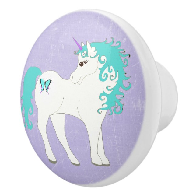 Bouton bleu, pourpre et blanc de licorne (Droite)