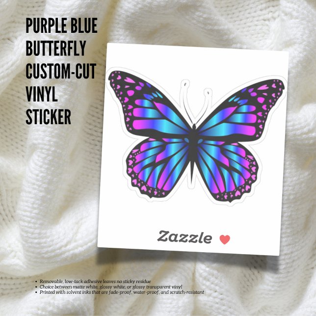 Bouton bleu pourpre Sticker en vinyle coupé sur me (The Butterfly Studio
Purple Blue Butterfly Custom-Cut Vinyl Sticker)