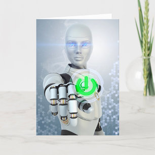 Bouton d'alimentation Robot Sci-Fi Cartes de voeux