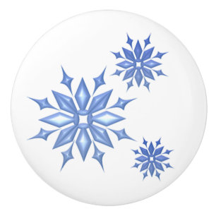 Bouton De Porte En Céramique 3 flocons de neige