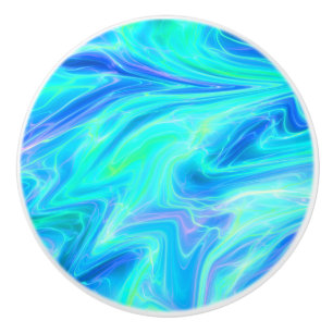 Bouton De Porte En Céramique Abstrait bleu turquoise