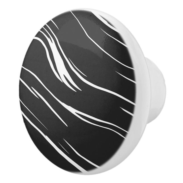 Bouton De Porte En Céramique Abstrait noir et blanc (Droite)