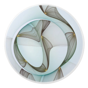 Bouton De Porte En Céramique Abstrait Turquoise Brown Gold Elegance