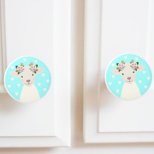 Bouton De Porte En Céramique Adorable Baby Boho Agneau Chic