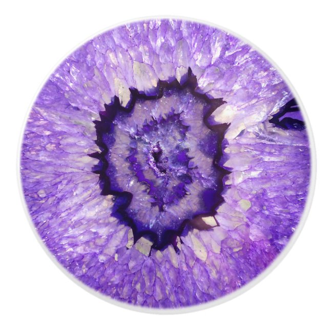 Bouton De Porte En Céramique Agate pourpre Geode de Falln (Devant)