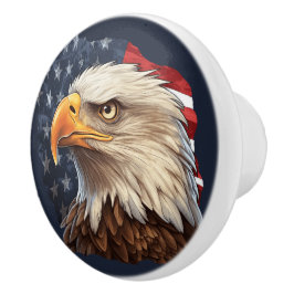 Bouton De Porte En Céramique Aigle à drapeau américain