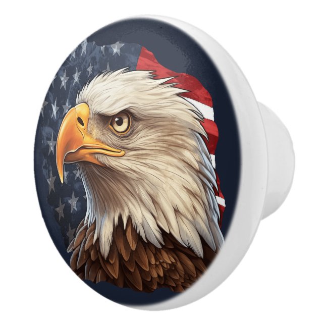 Bouton De Porte En Céramique Aigle à drapeau américain (Droite)