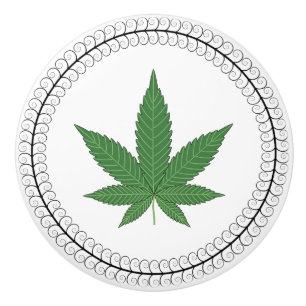 Bouton De Porte En Céramique Ajustement de l'arbre de feuille de mauvaises herb