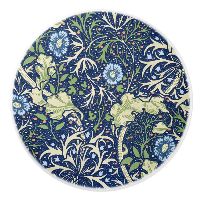 Bouton De Porte En Céramique Algues (par William Morris) (Devant)