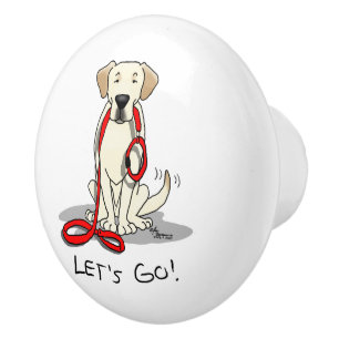 Bouton De Porte En Céramique Allons-y ! Yellow Labrador Retriever - mignon chie