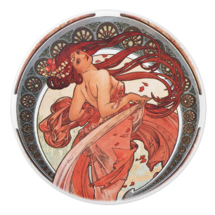 Bouton De Porte En Céramique Alphonse Mucha Dance 1898 Art Nouveau Vintage