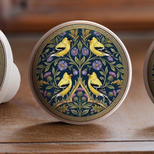Bouton De Porte En Céramique American Goldfinches Bird Ceramic Pull Knob (Créateur téléchargé)