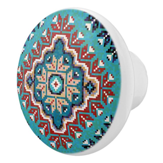 Bouton De Porte En Céramique Amérindiens Navajo Mosaic Motif (Droite)