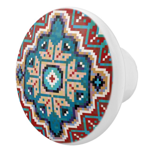 Bouton De Porte En Céramique Amérindiens Navajo Mosaic Motif (Droite)