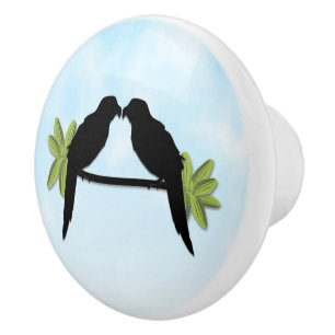 Bouton De Porte En Céramique Amour du perroquet