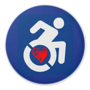 Bouton De Porte En Céramique Amour Handicap