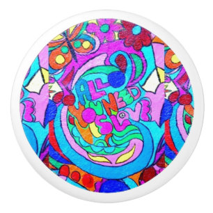 Bouton De Porte En Céramique amour super hippie