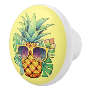 Bouton De Porte En Céramique Ananas hawaïen cool