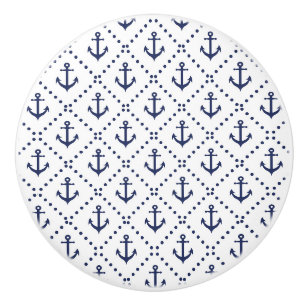 Bouton De Porte En Céramique Ancre maritime