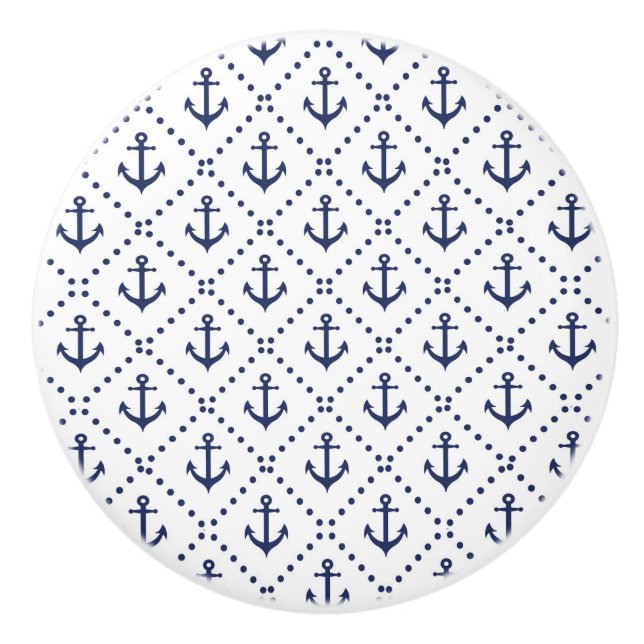 Bouton De Porte En Céramique Ancre maritime (Devant)