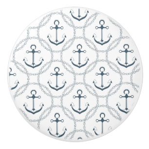 Bouton De Porte En Céramique Ancre maritime