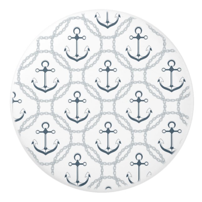 Bouton De Porte En Céramique Ancre maritime (Devant)