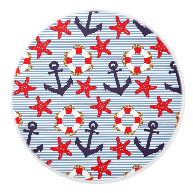 Bouton De Porte En Céramique Ancre maritime (Devant)