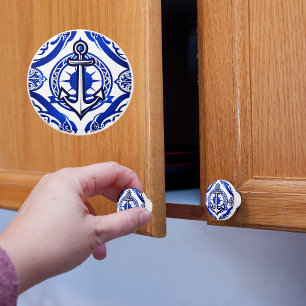 Bouton De Porte En Céramique Ancre nautique