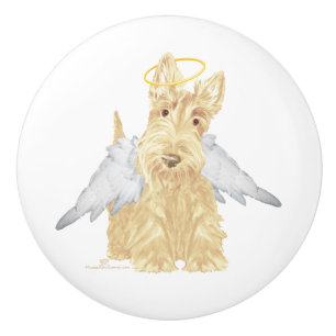 Bouton De Porte En Céramique Ange Wheaten Scottish Terrier