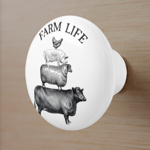 Bouton De Porte En Céramique Animaux de la ferme
